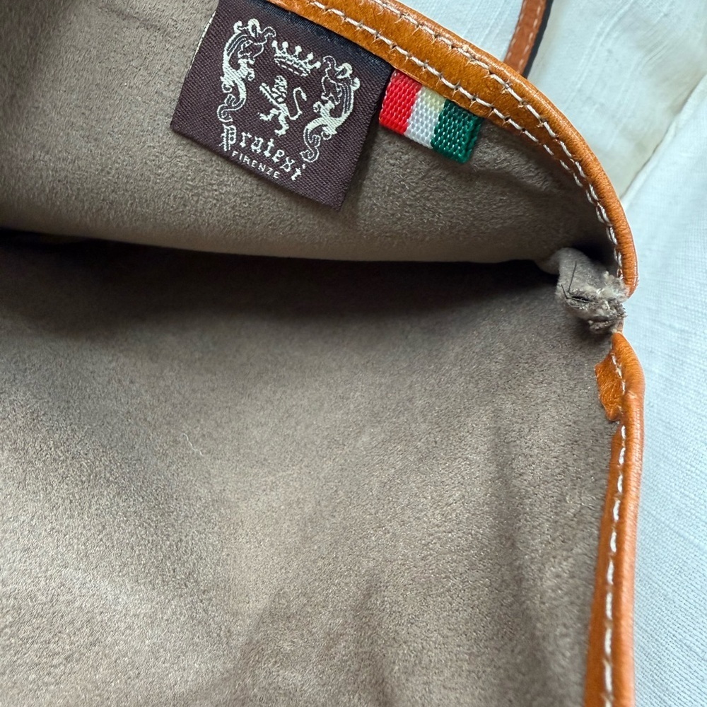 Pratesi Firenze brown Leather crossbody clutch bag made in Italy - Picture 5 of 8